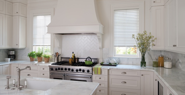 Clearwater kitchen white blinds